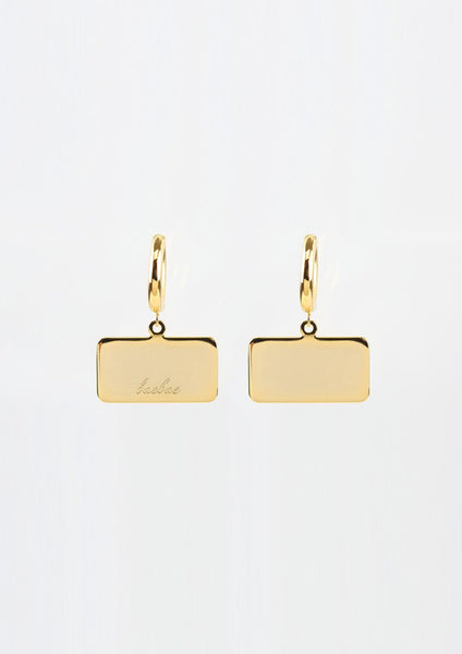 Bell Hoop Earring (square/gold)